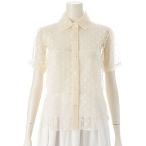 Dior Heart Dot Tulle Short Sleeve Lace Blouse With Inner Camisole 151b47a8959